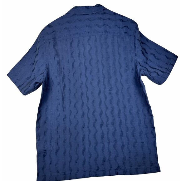 Madewell Mens Relaxed Short Sleeve Textured Button-Up Jacquard Shirt Navy XS NWT - Picture 9 of 12